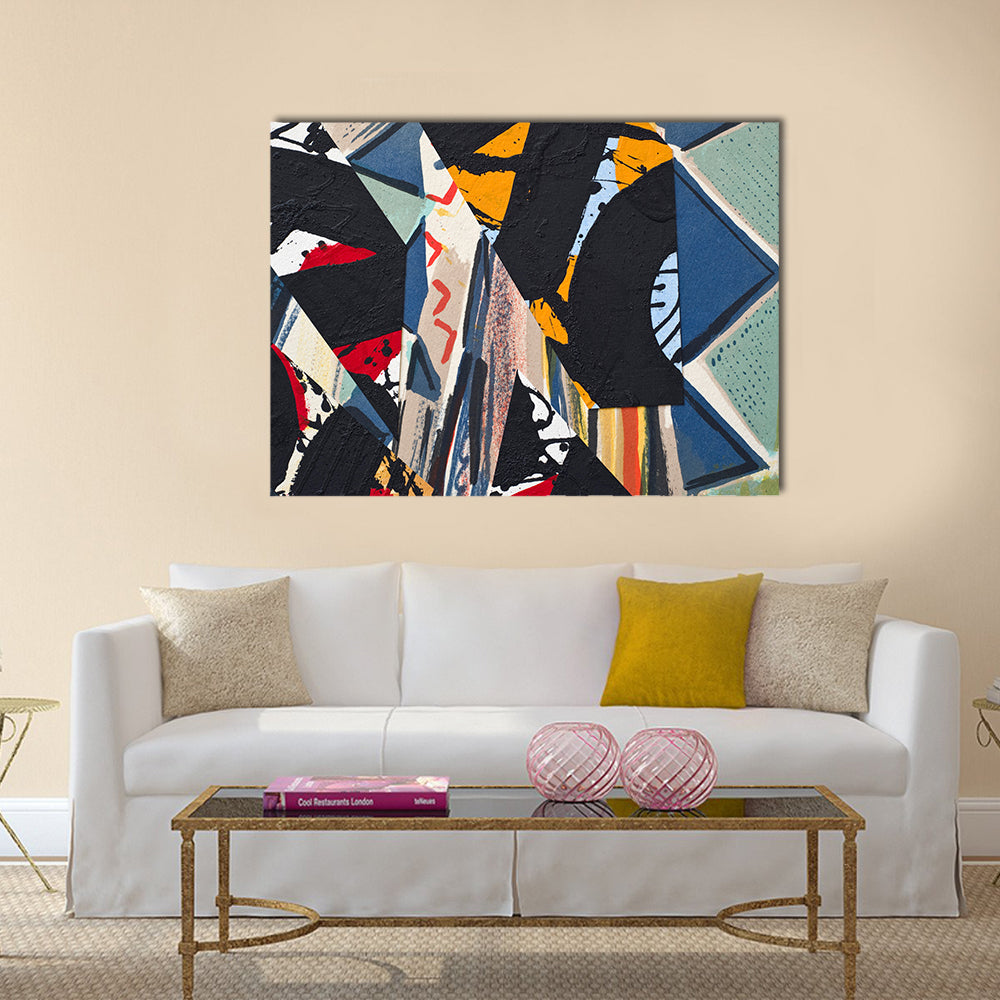 Hand Painted Paper Collage Canvas Wall Art