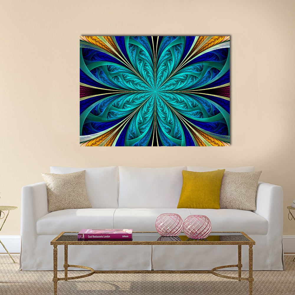 Multicolored Fractal Flower Canvas Wall Art