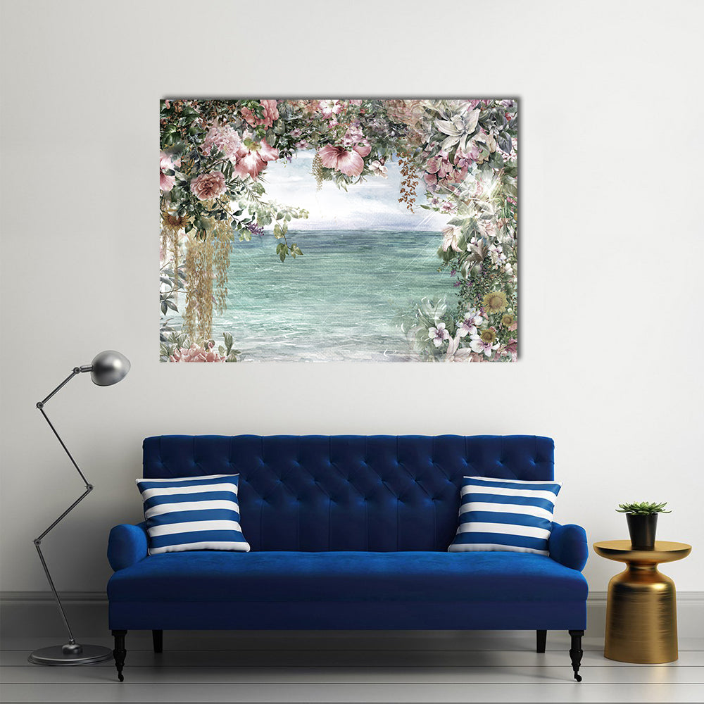 Spring Flowers by the Sea Canvas Wall Art