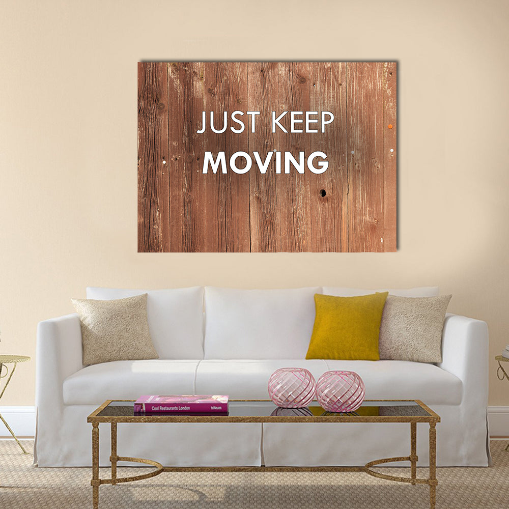 Better Workout Quote on Weathered Wood Canvas Wall Art in white and brown, single panel hung on a wall