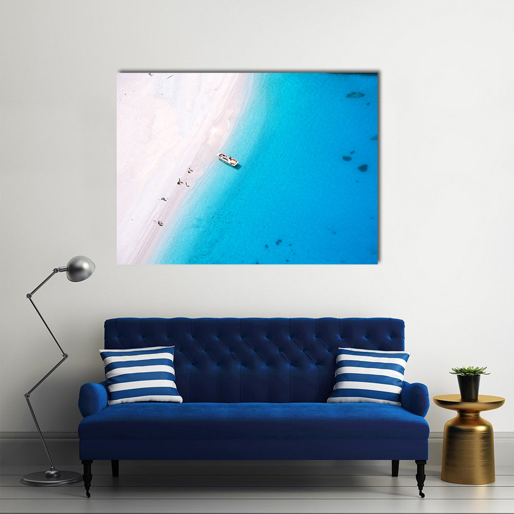 Aerial Beach on Zakynthos Island Canvas Wall Art