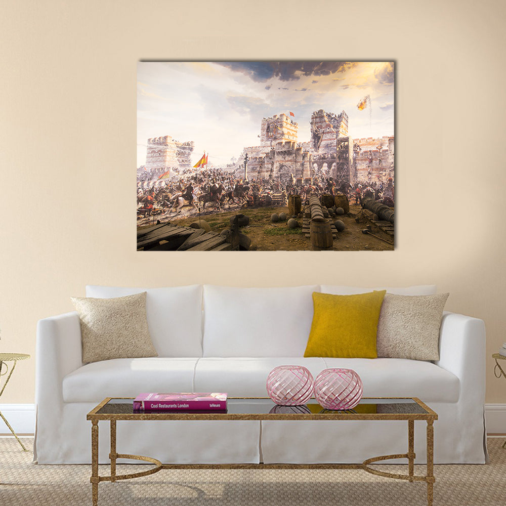 Historic Fall of Constantinople In 1453 Canvas Wall Art