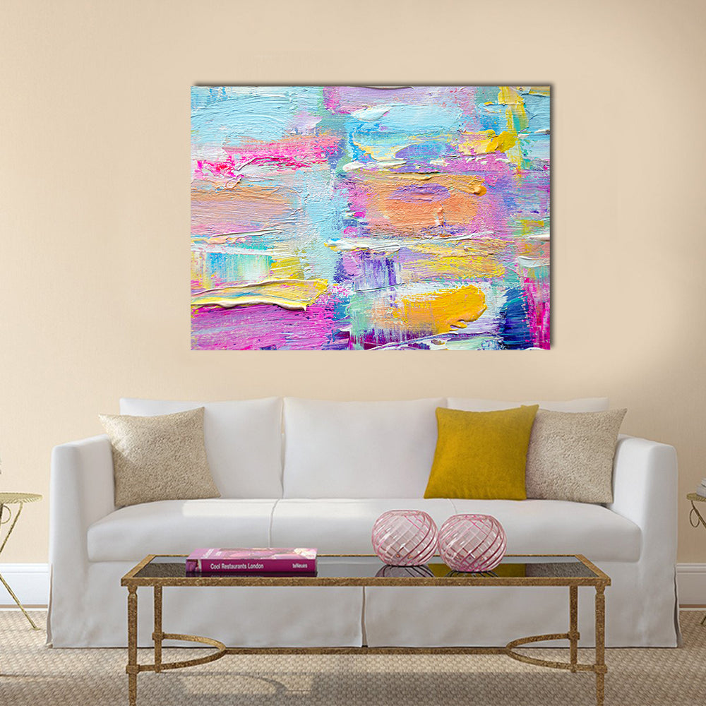 Layered Brushstrokes in Blue and Pink Canvas Wall Art