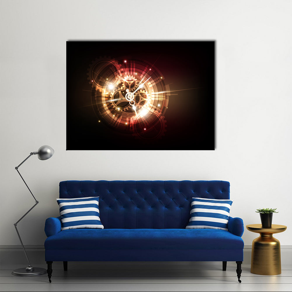 Clock Time Machine Concept Canvas Wall Art