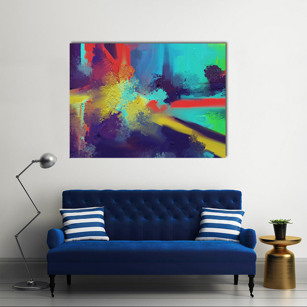 Expressionist Color Burst with Yellow-white Highlight Canvas Wall Art