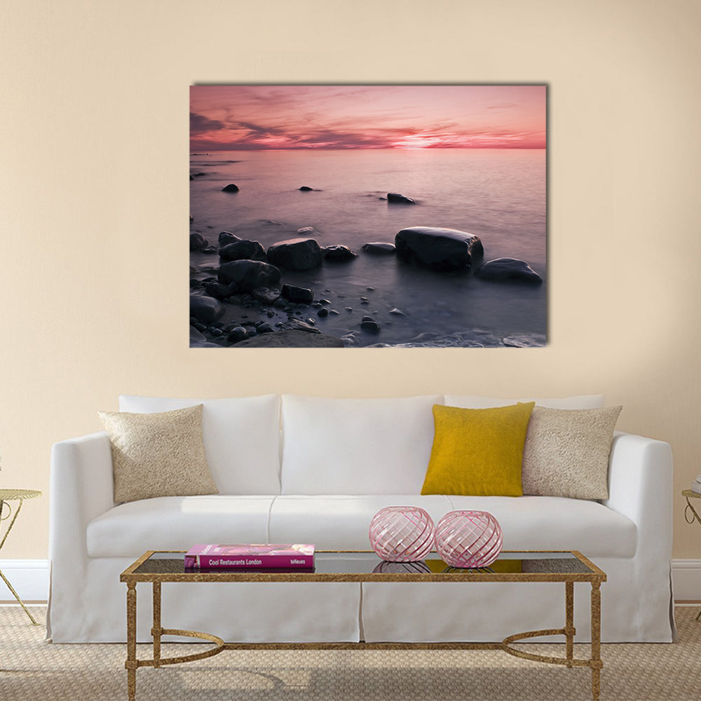 Lakeshore at Sunset in Michigan Canvas Wall Art