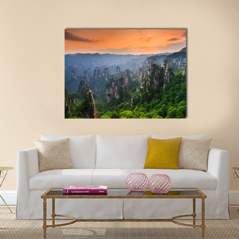 Zhangjiajie National Forest Park At Sunset In China Canvas Wall Art