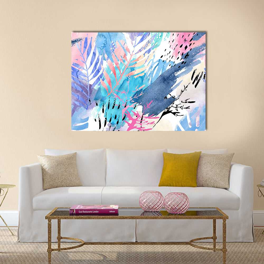 Shabby Tropical Leaves Canvas Wall Art