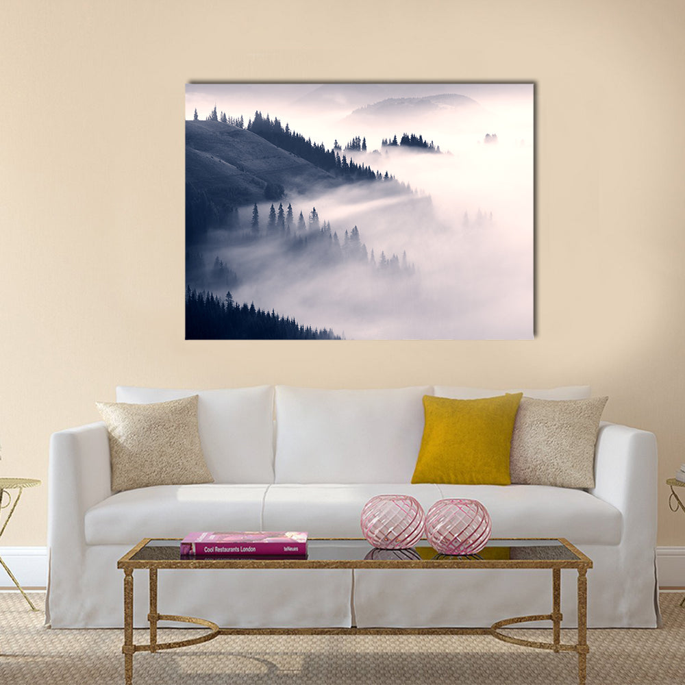 Foggy Carpathians In Ukraine Canvas Wall Art