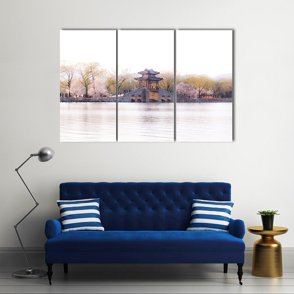 Beijing Palace with Cherry Blossoms Canvas Wall Art
