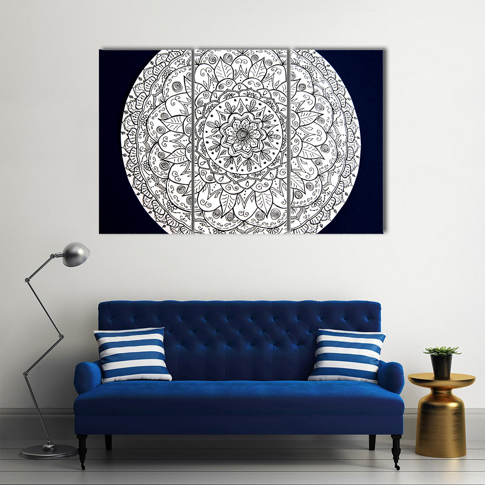 Ornamental Flower Mandala Canvas Wall Art