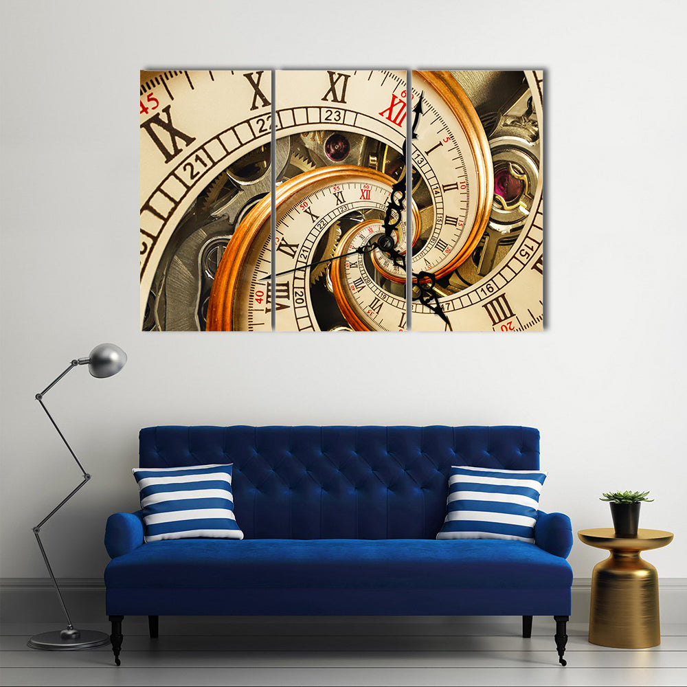 Surreal Antique Old Clock Abstract Canvas Wall Art