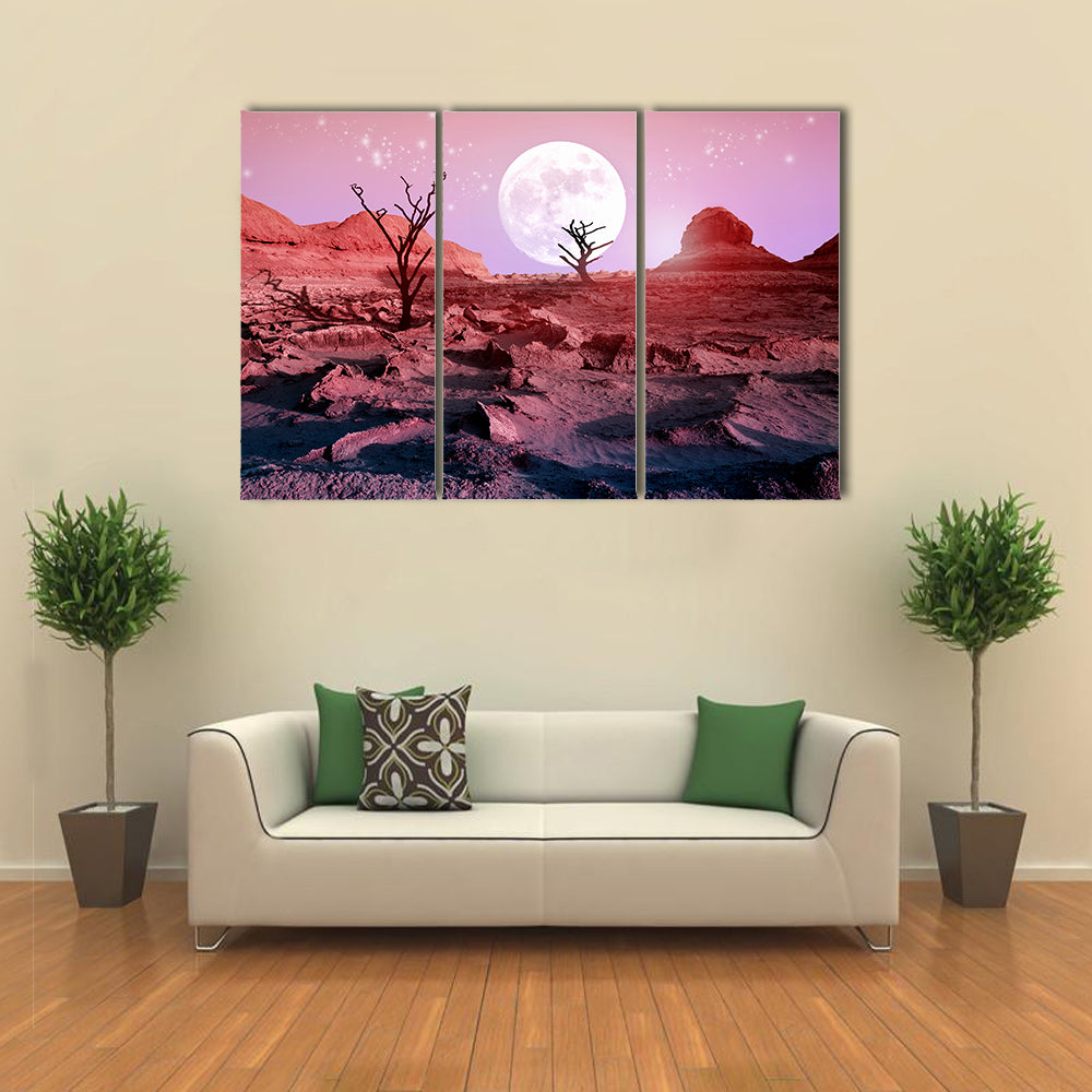 Lonely Dry Trees In Desert Canvas Wall Art