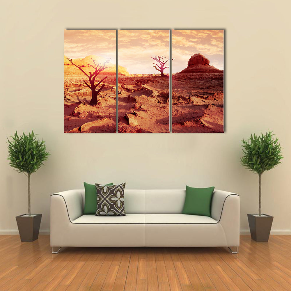 Dry Trees in the Desert Canvas Wall Art