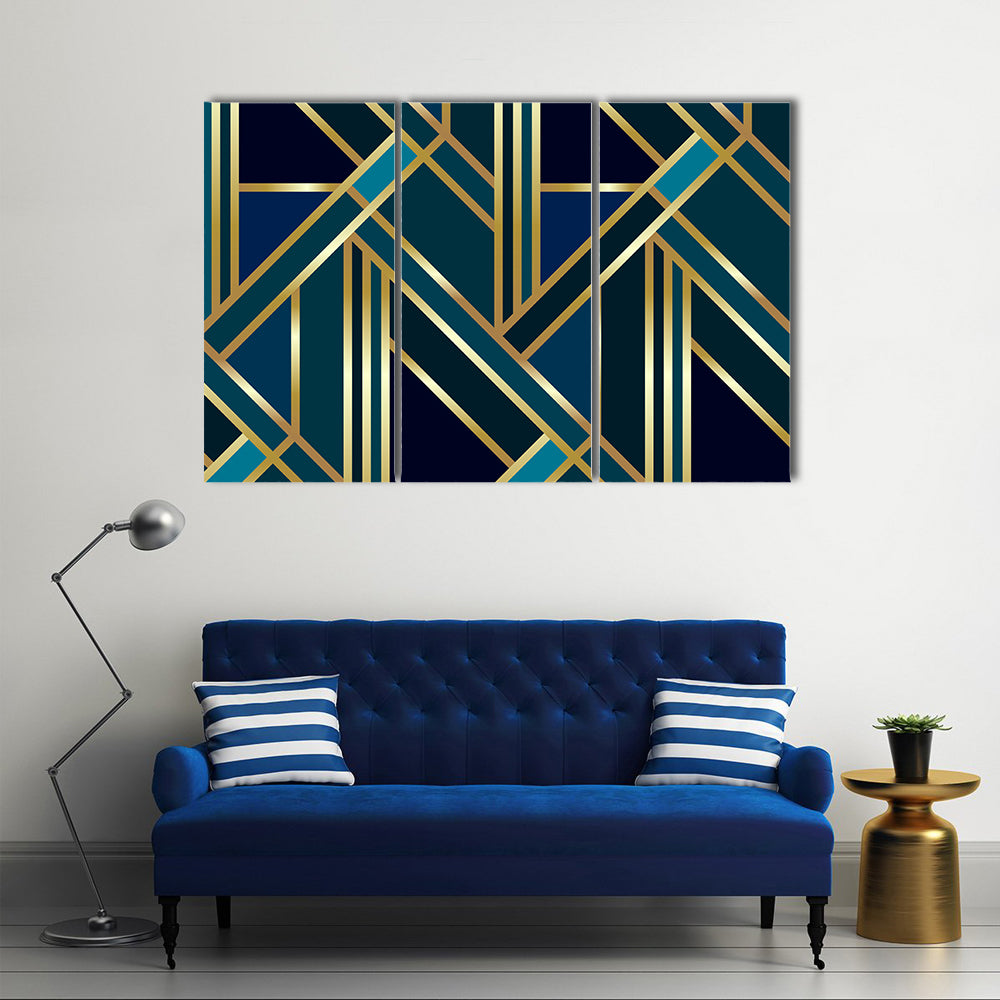 Golden Geometric Pattern Canvas Wall Art