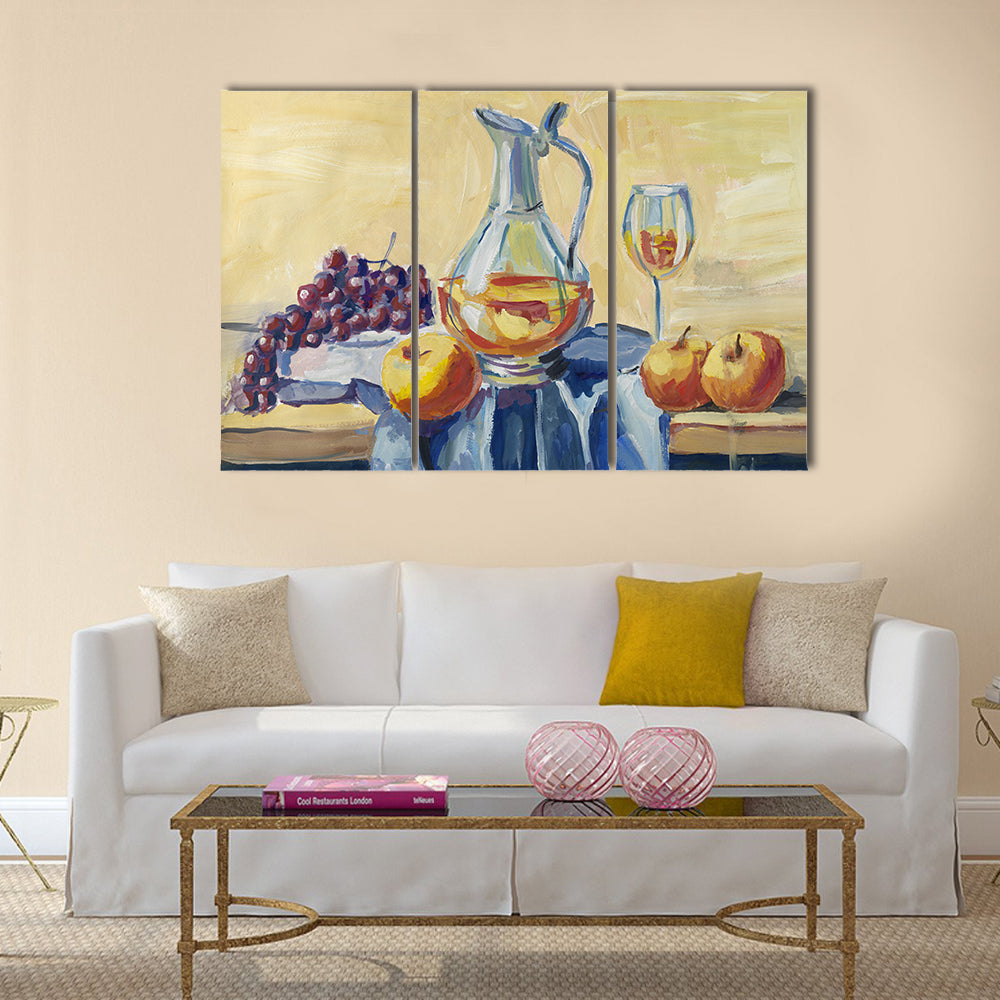 Classical Still Life with Pitcher and Fruit Canvas Wall Art