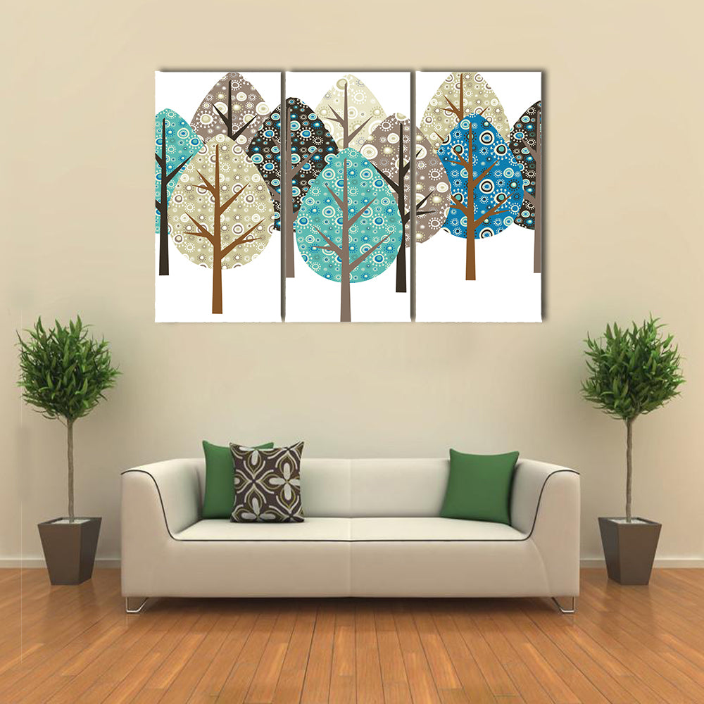 Autumn Patterned Trees Canvas Wall Art