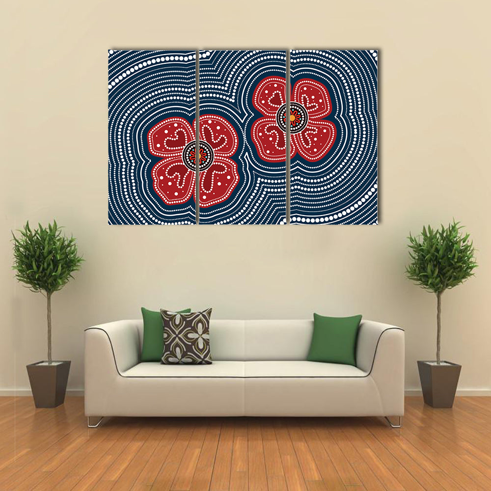 Dotted Red Poppy Flowers Canvas Wall Art