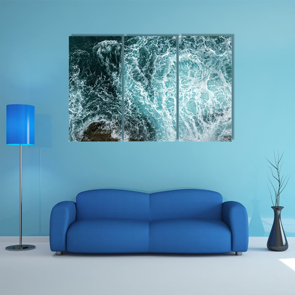 Waves In Blue Ocean Canvas Wall Art