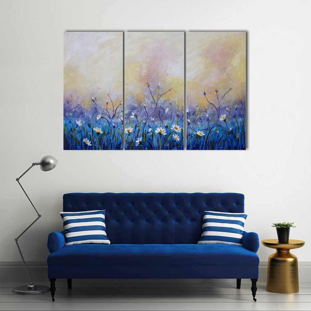 Abstract Daisy Meadow at Dawn Canvas Wall Art