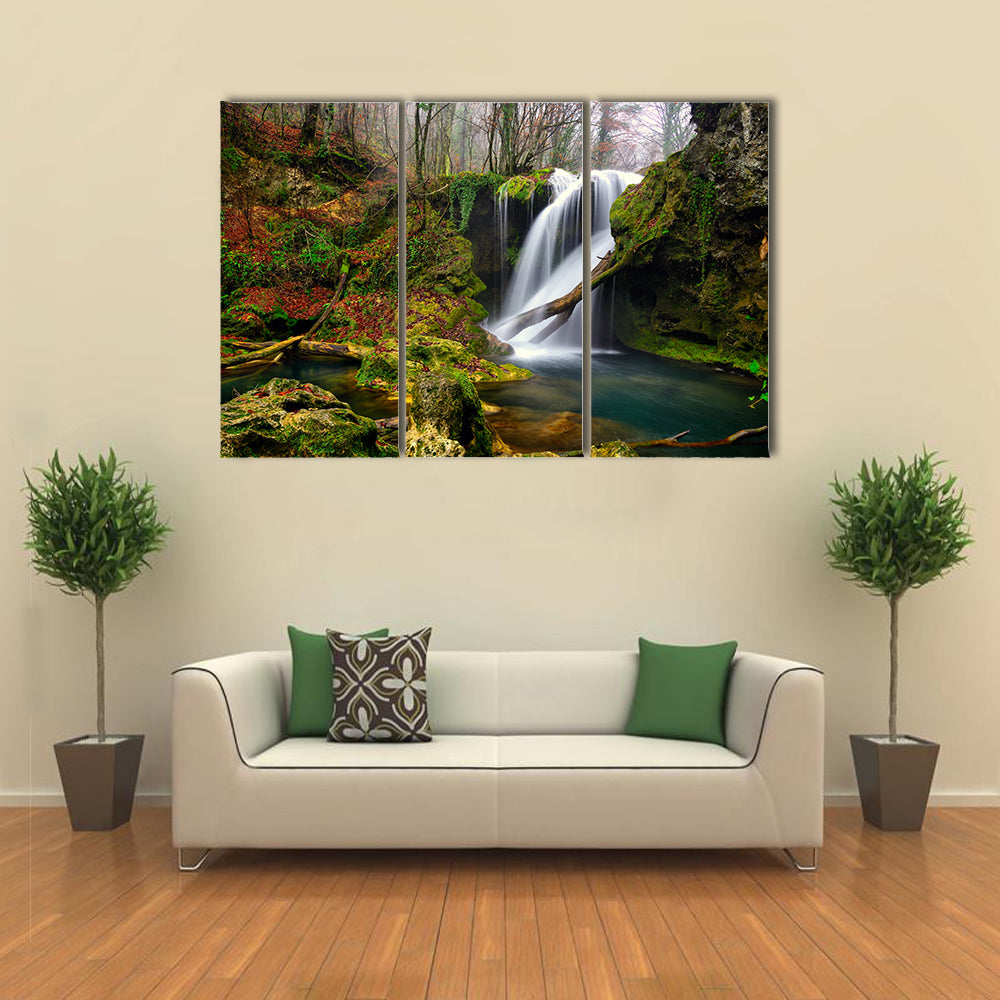 Waterfall In The Forest Canvas Wall Art