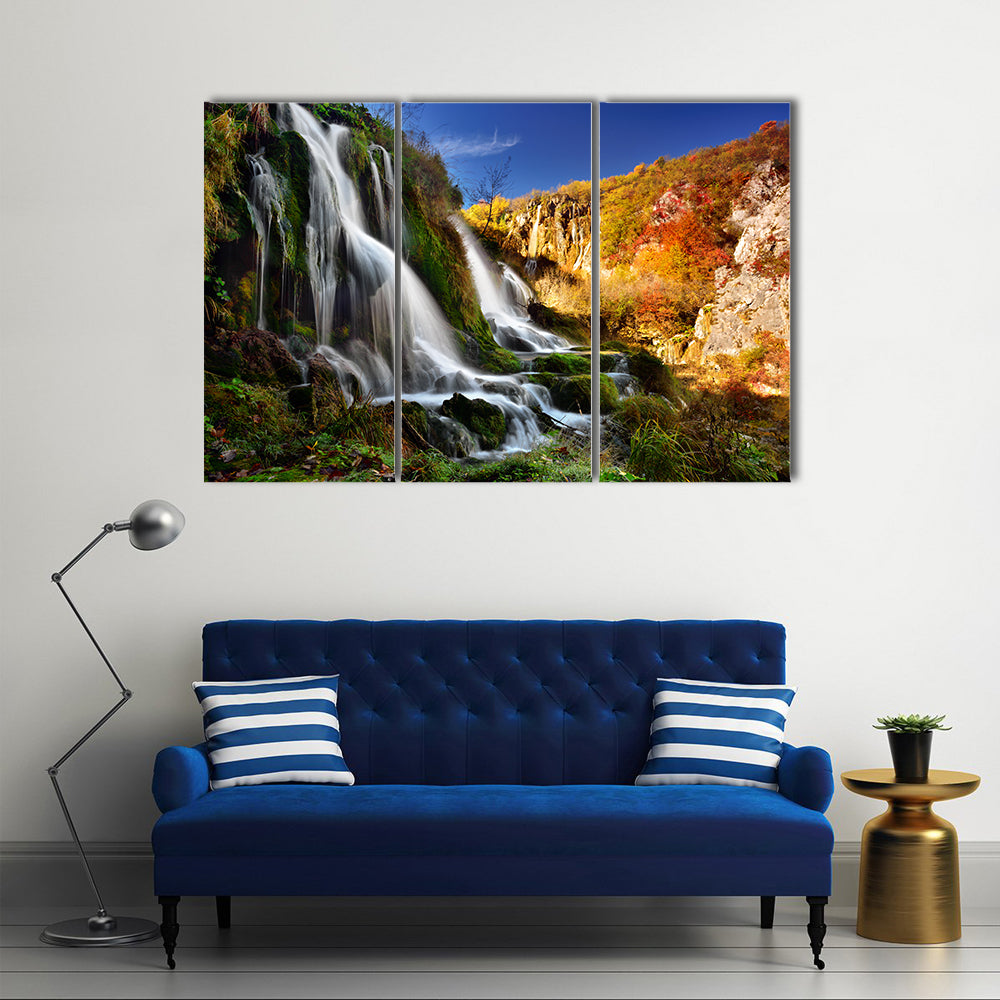 Waterfall In Plitvice Lakes National Park Canvas Wall Art
