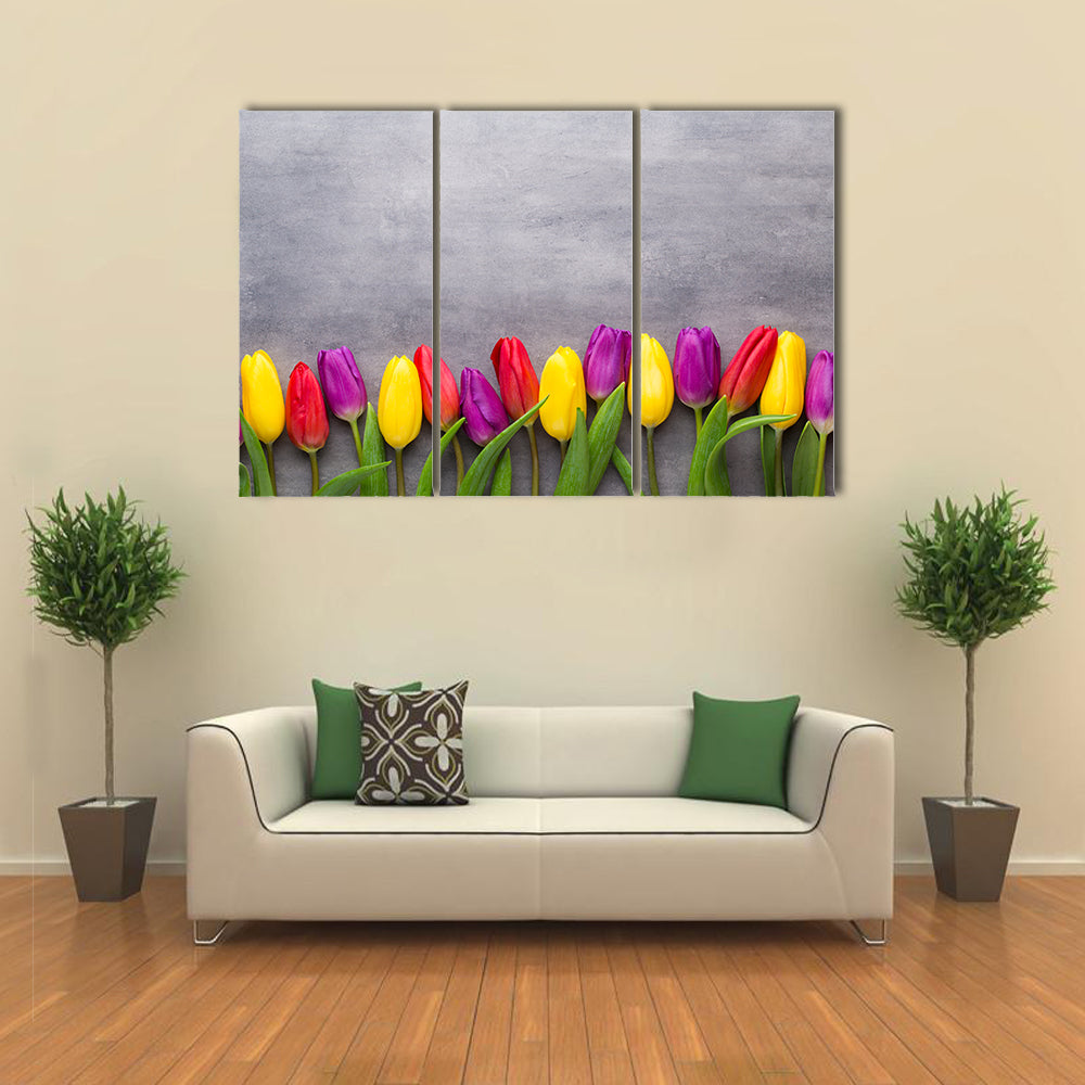 Multicolored Spring Flowers Tulips Canvas Wall Art