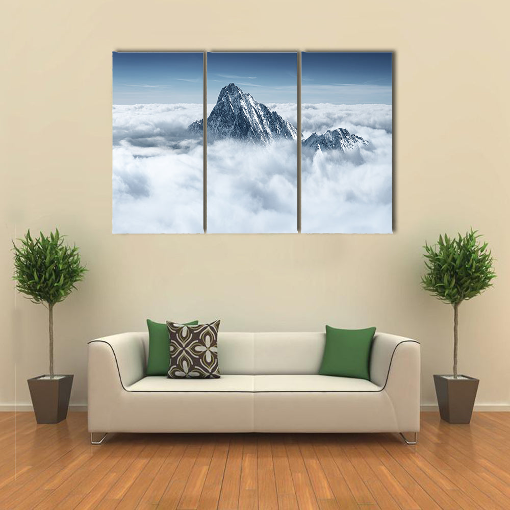Alpine Mountain In The Clouds Canvas Wall Art