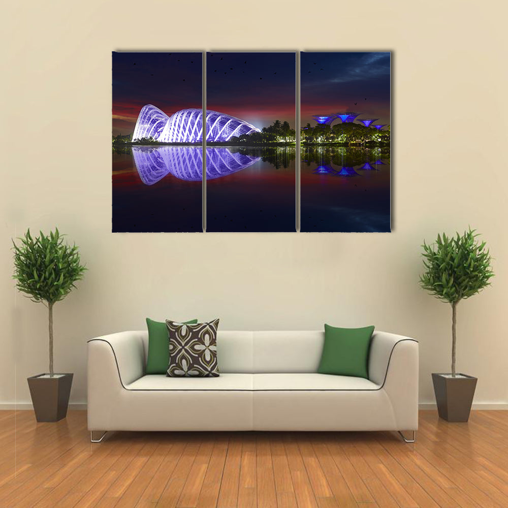 Singapore Gardens By The Bay At Night Canvas Wall Art