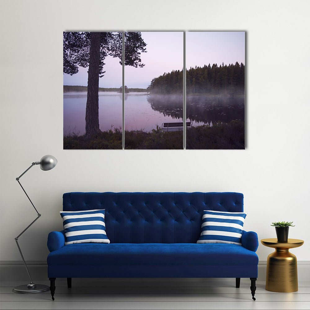 Misty Lake in Sweden Canvas Wall Art
