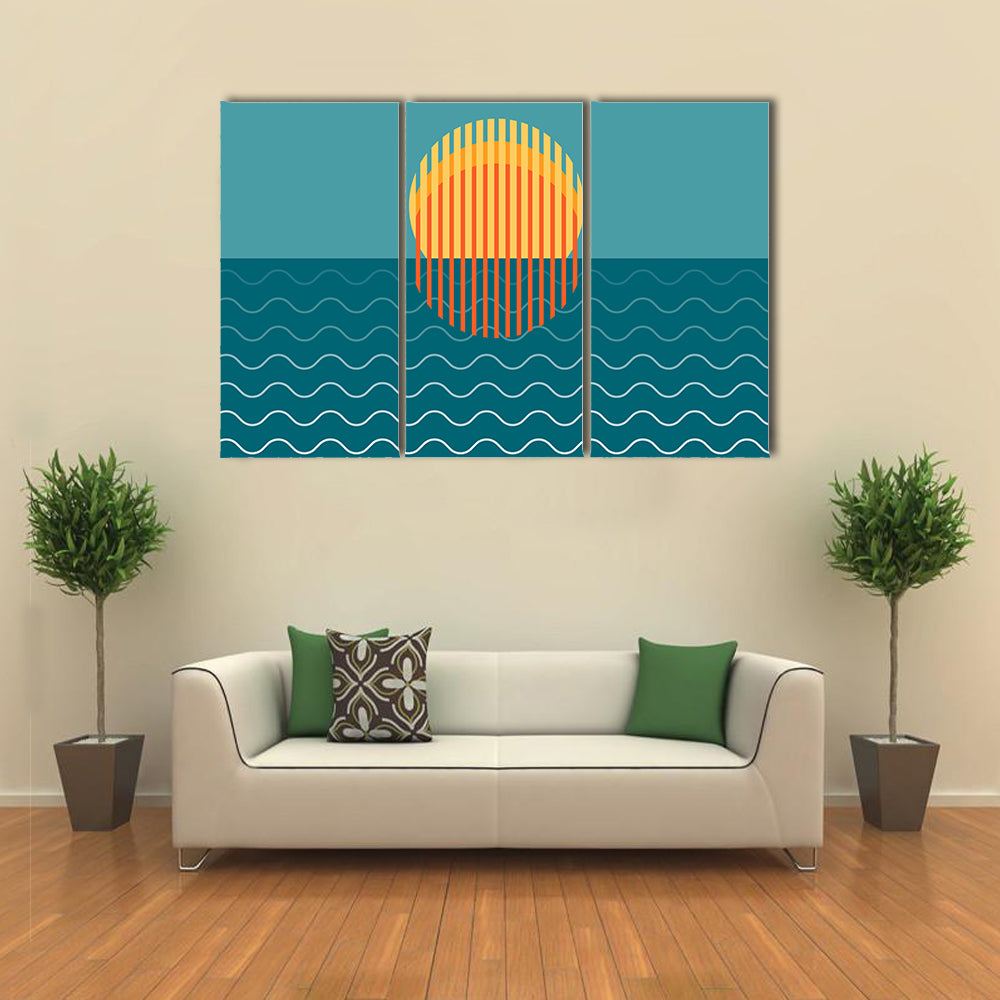 Minimalist Sunset Over Ocean Canvas Wall Art