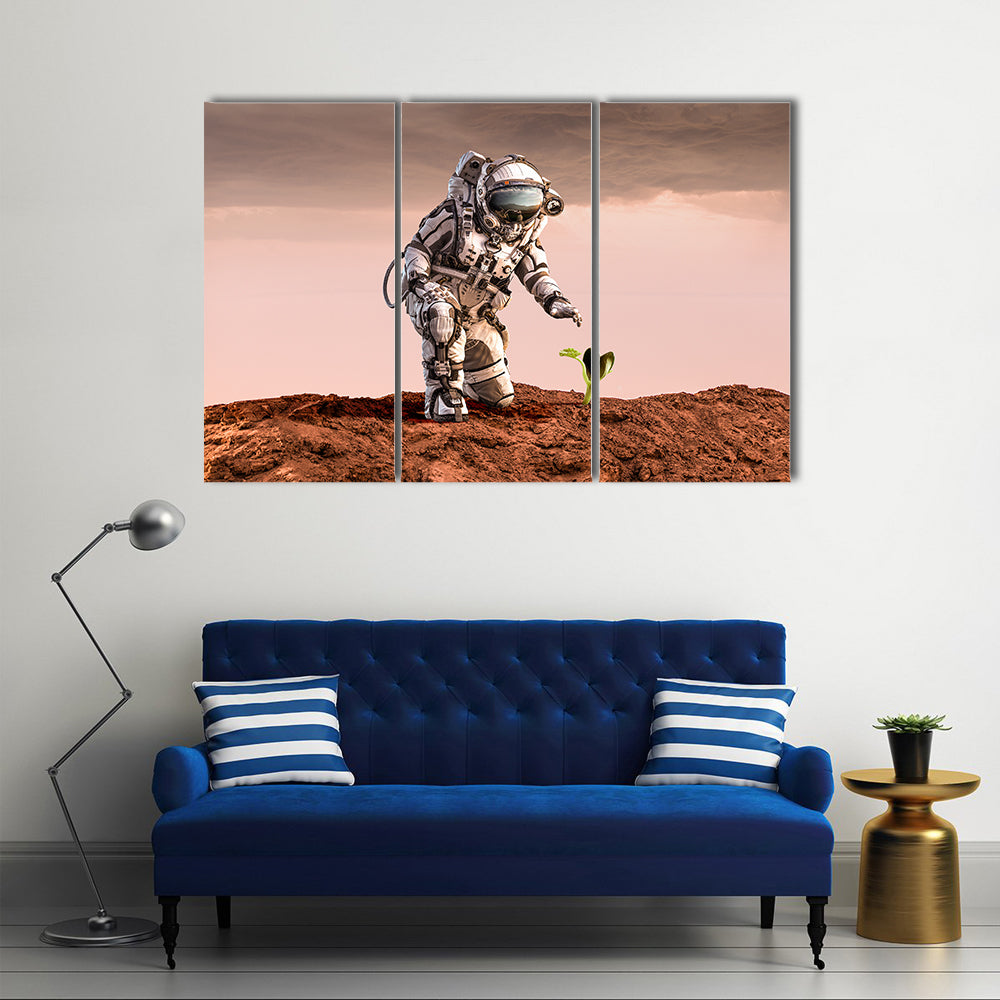 Astronaut on Rust-red Planet Canvas Wall Art