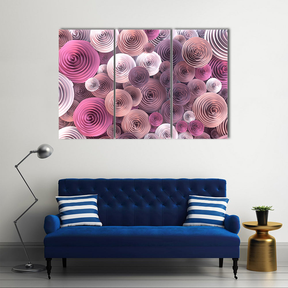 Quilled Paper Roses Abstract Canvas Wall Art