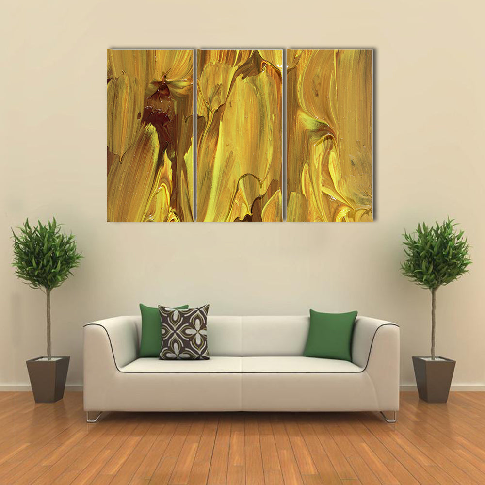 Gold Brushstrokes Abstract Canvas Wall Art
