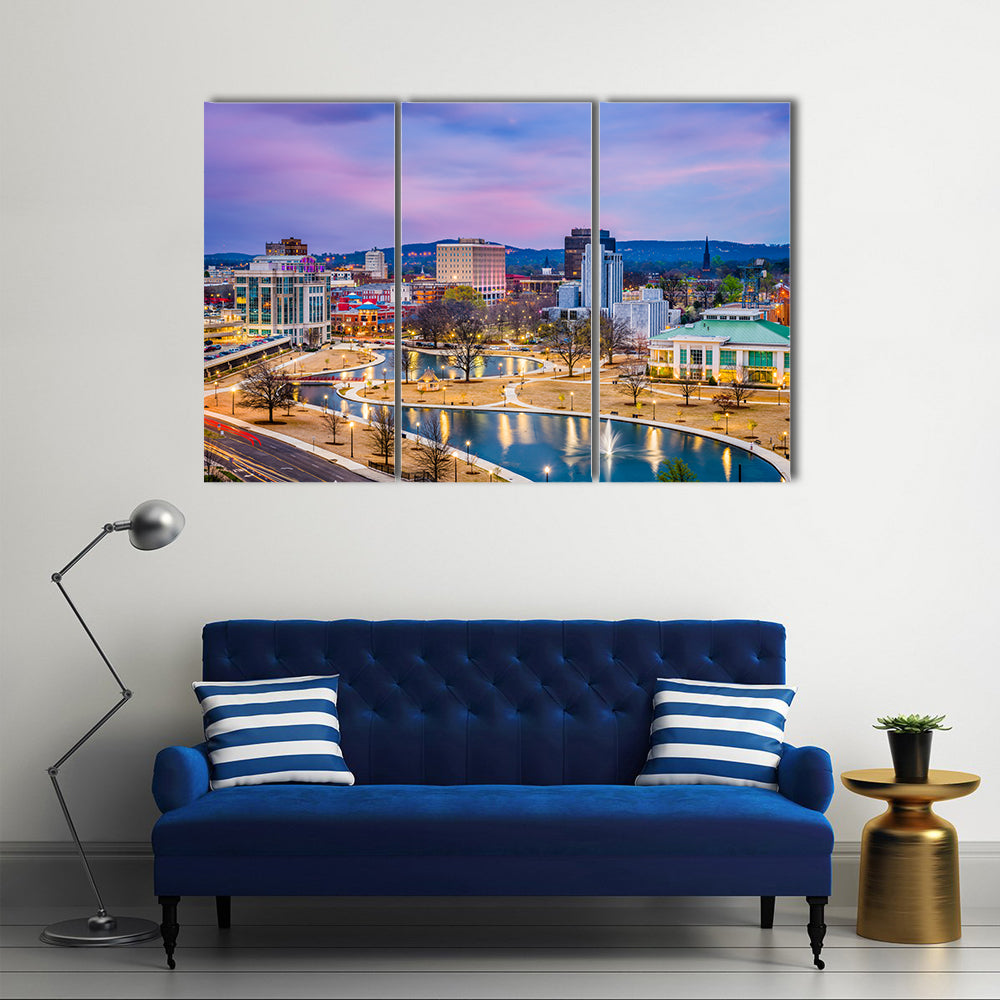 Huntsville Cityscape at Twilight Canvas Wall Art