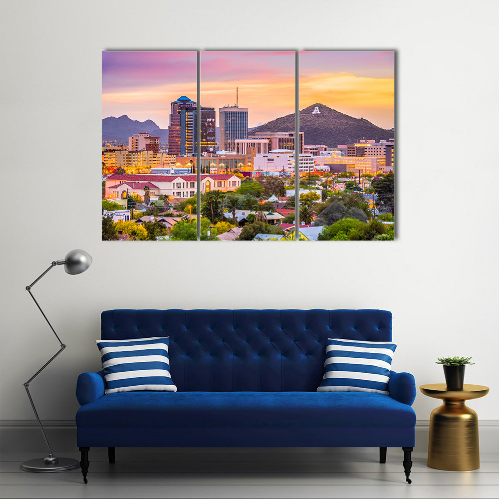 Tucson Skyline In Arizona Canvas Wall Art