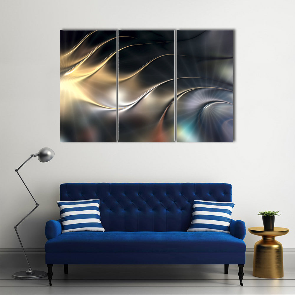Abstract Metallic 3D Wave Canvas Wall Art