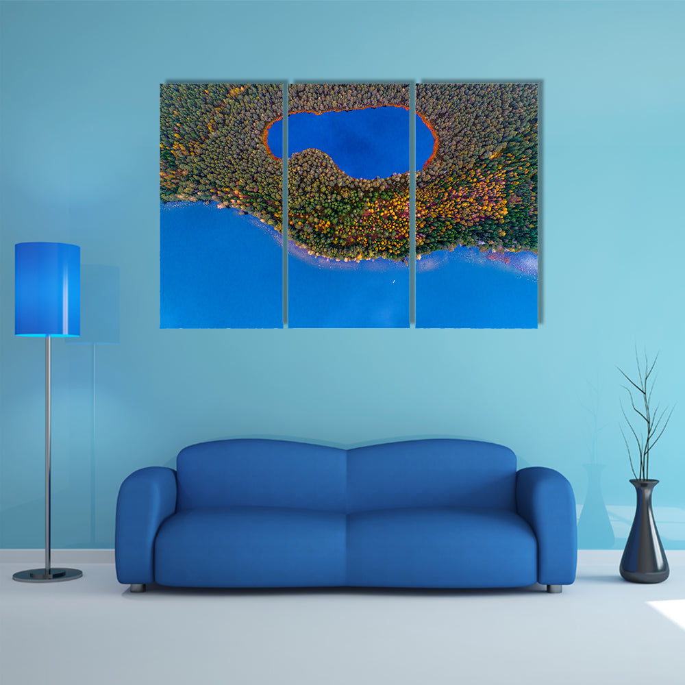 Two Lakes In Lithuanian Forest Canvas Wall Art