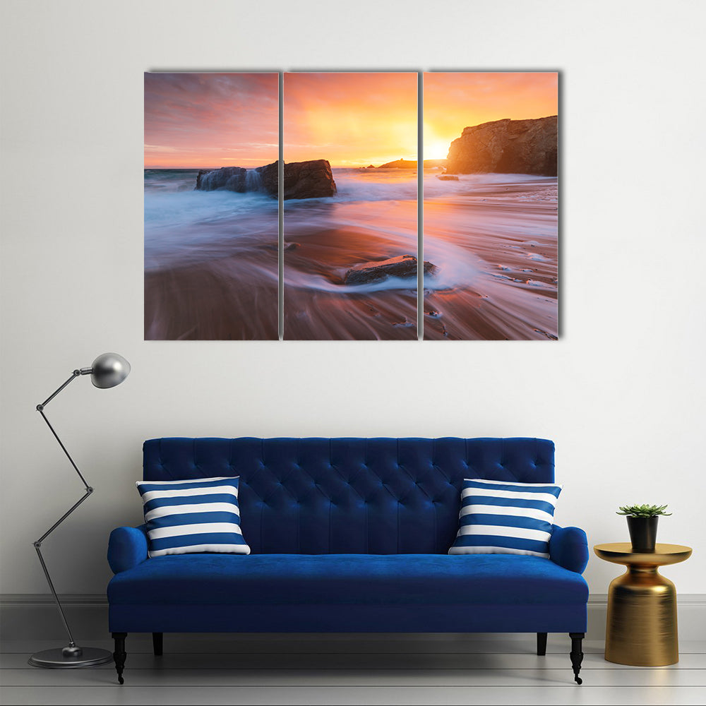 Quiberon Coastline at Sunset Canvas Wall Art