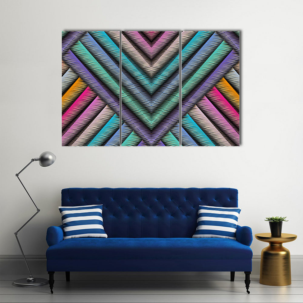 3d Striped Embroidery Chevron Canvas Wall Art