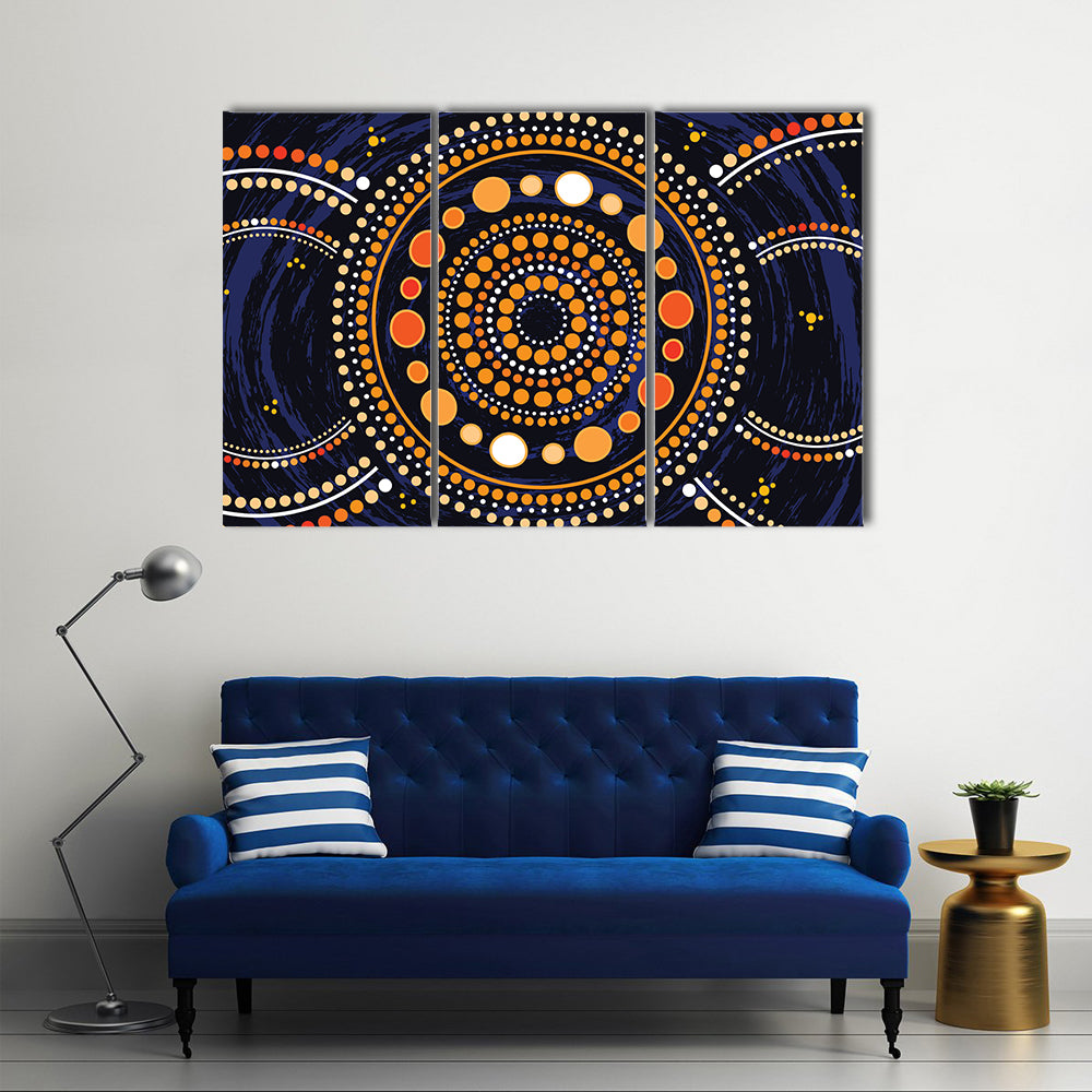 Blue Mandala Dot Illustration Canvas Wall Art