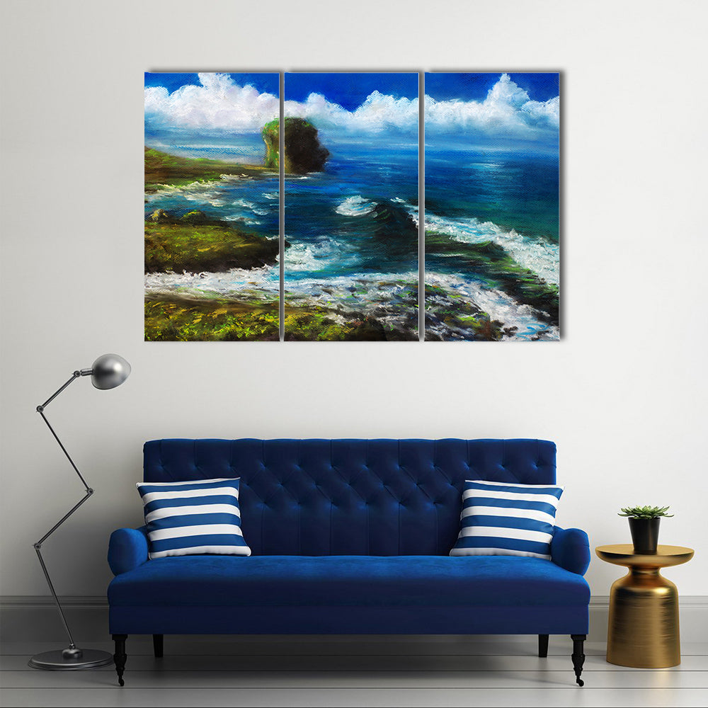 Coastal Landscape with Sea Stack Canvas Wall Art