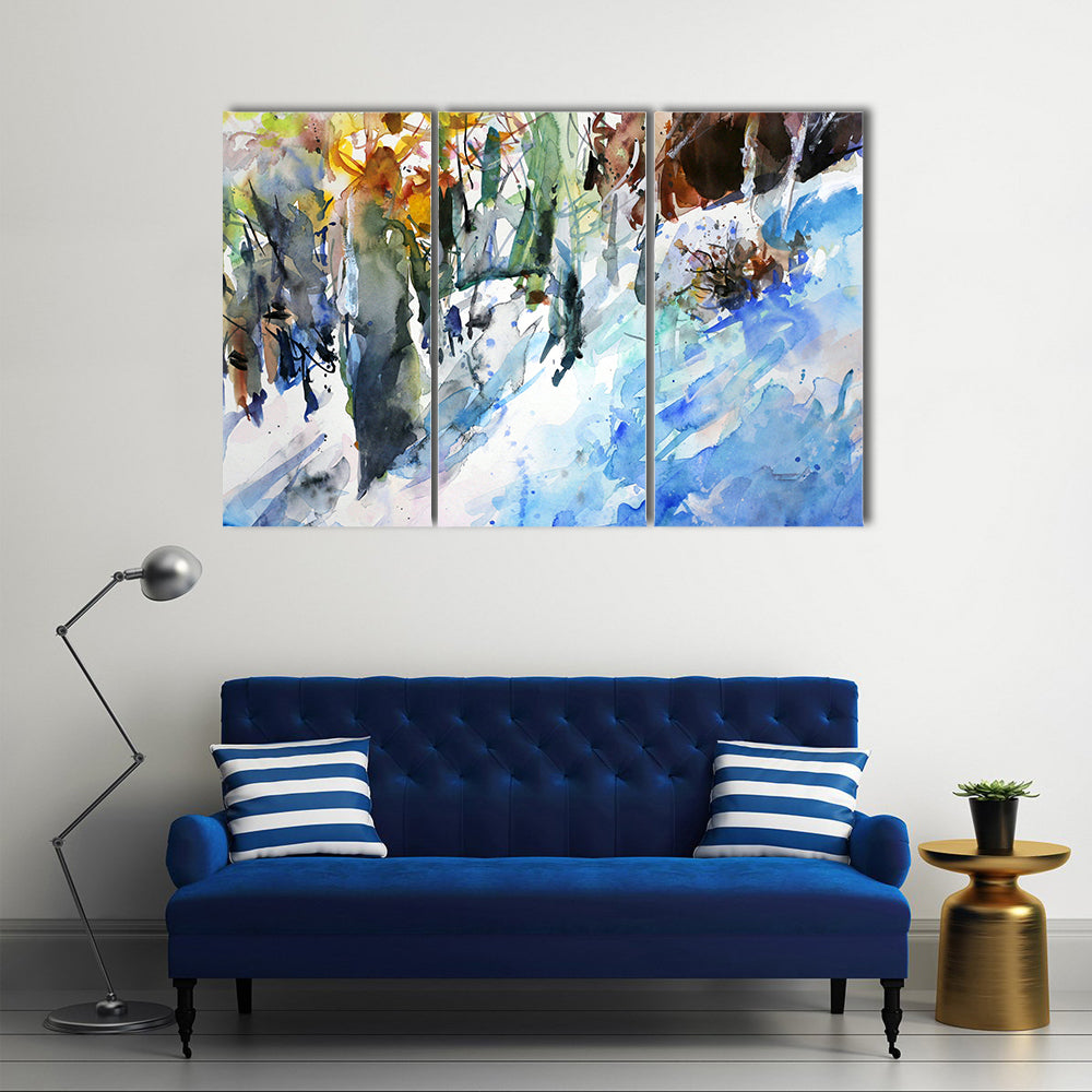 Watercolor Winter Forest Canvas Wall Art