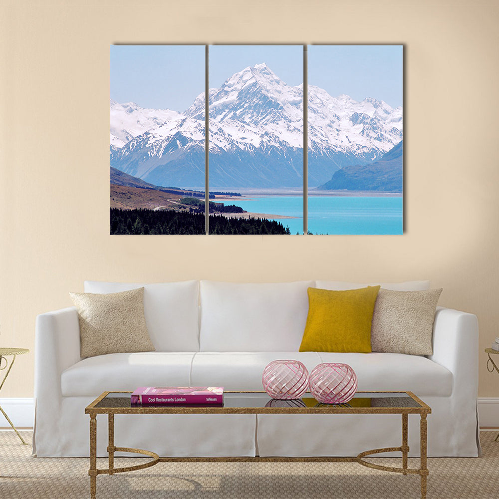 Mount Cook Over Turquoise Lake Pukaki Canvas Wall Art