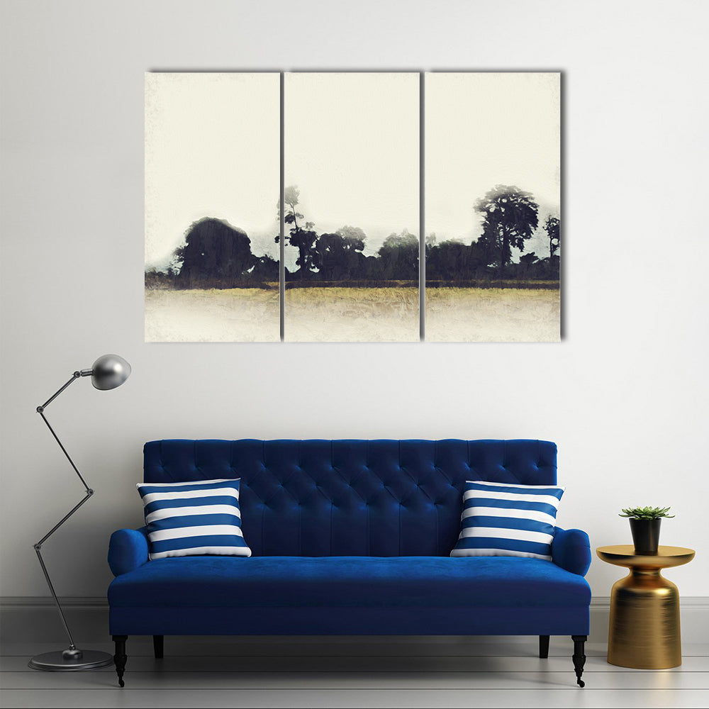Tree And Field Abstract Canvas Wall Art