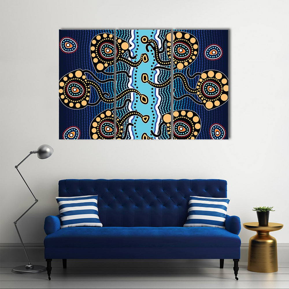 Aboriginal Jellyfish Artwork Canvas Wall Art