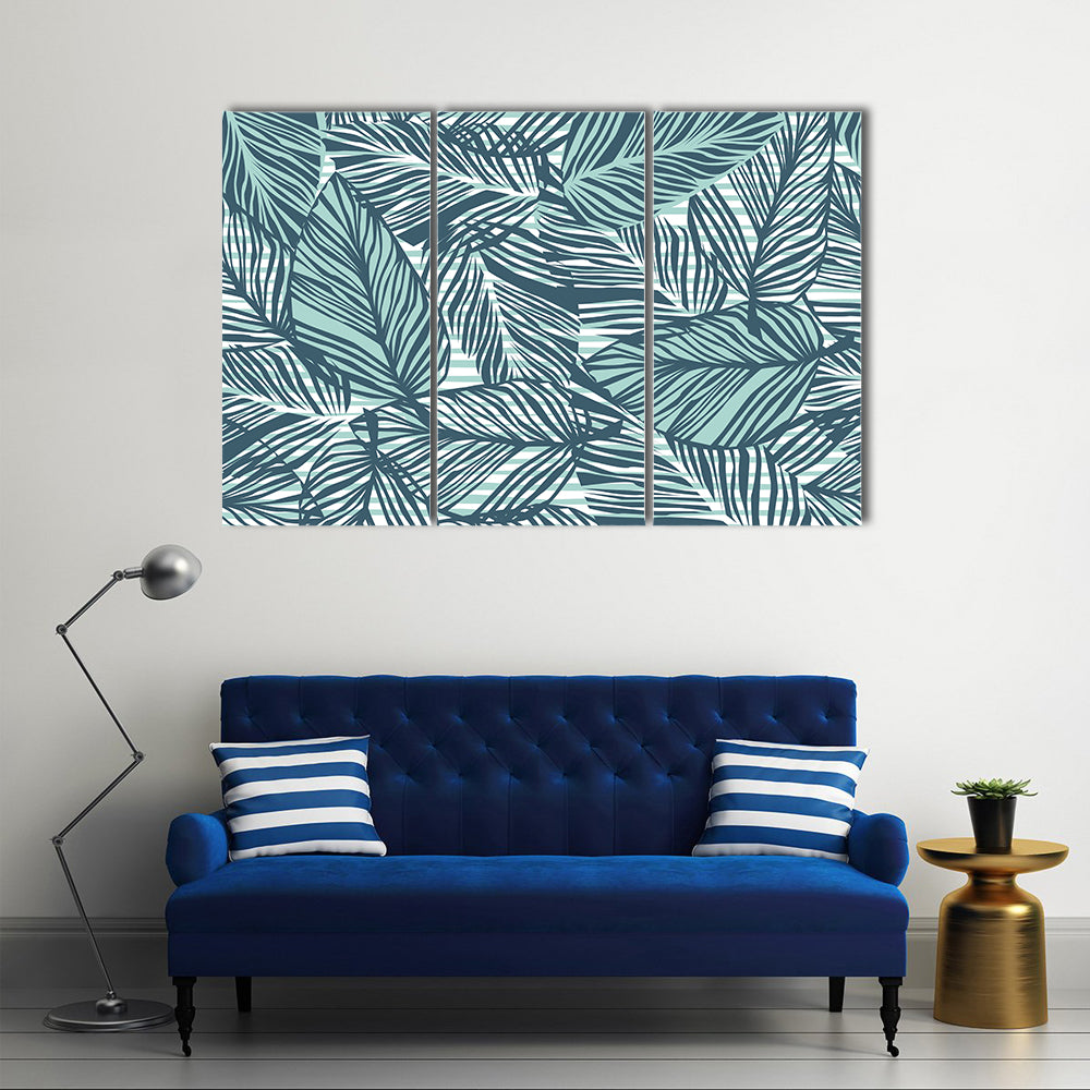 Seamless Palm Leaves Pattern Canvas Wall Art