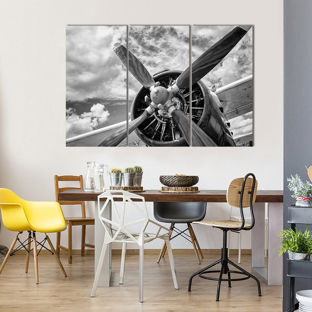 Vintage Airplane Propeller Close-up Canvas Wall Art