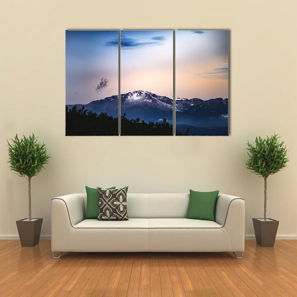 Snow Capped Pikes Peak In Colorado Springs Canvas Wall Art