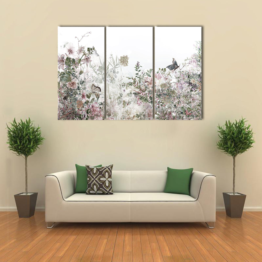 Watercolor Spring Flowers Canvas Wall Art
